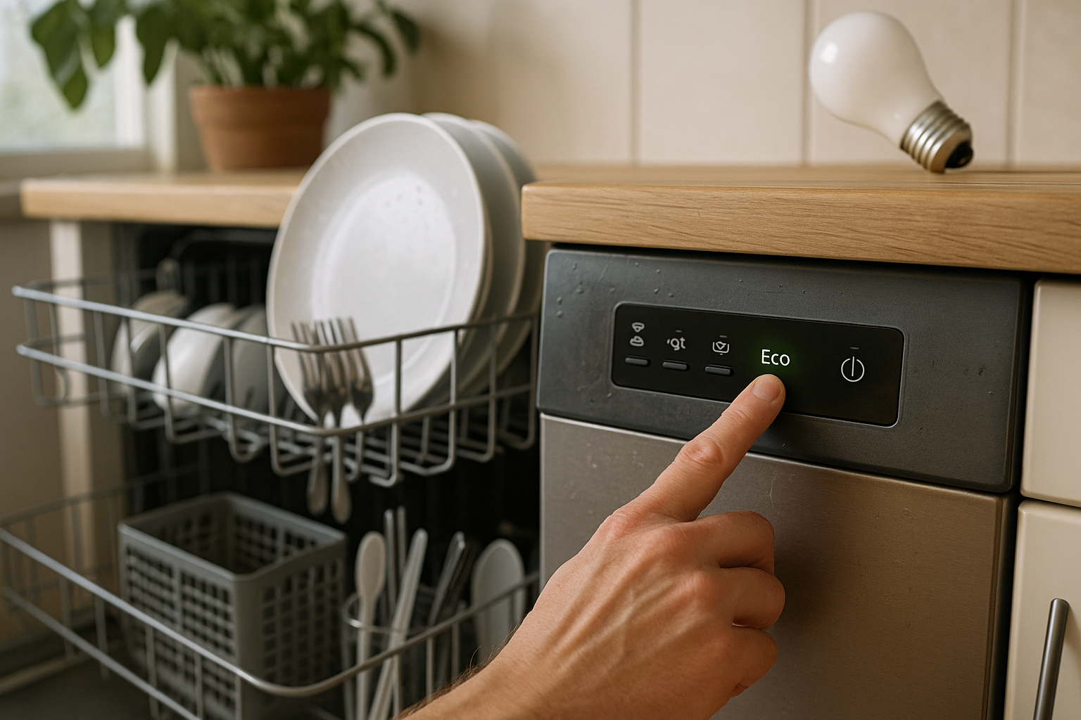 Illustration af hvilket opvaskeprogram bruger mindst strøm