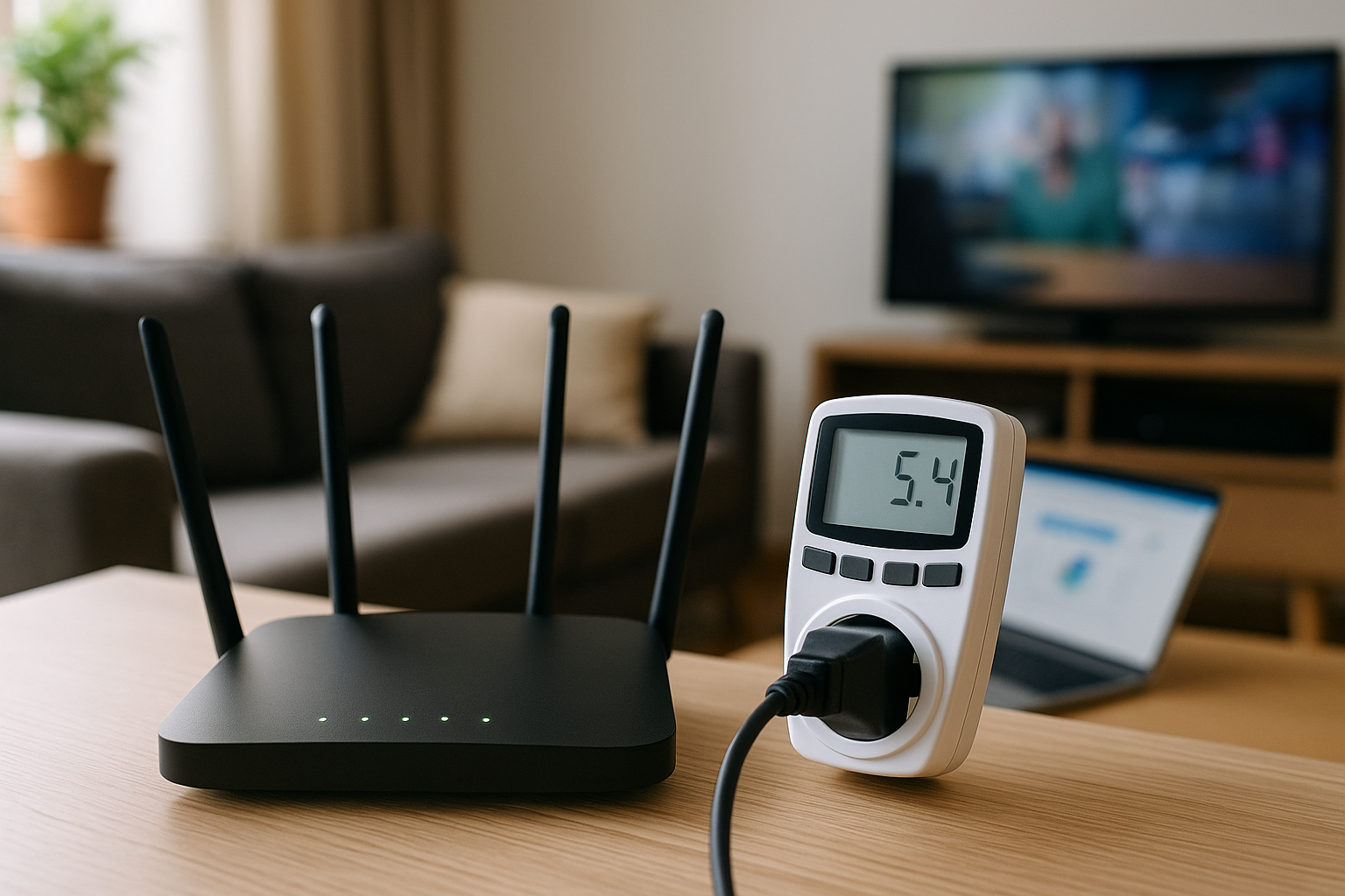 Illustration af hvor meget el bruger en router