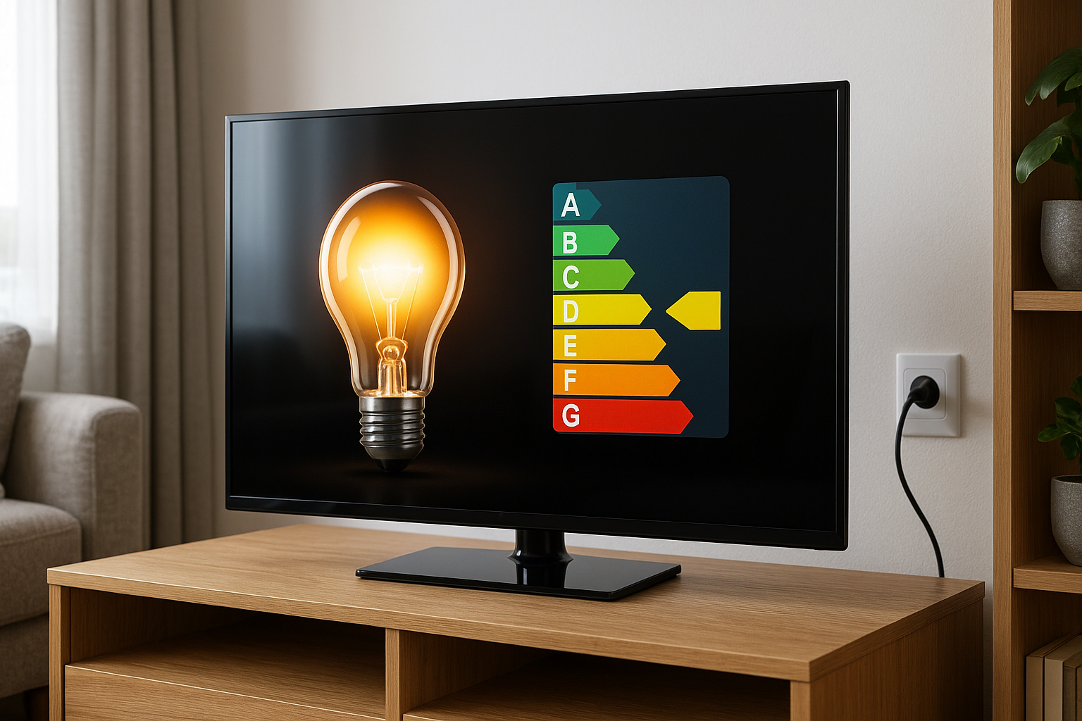 Illustration af hvor meget strøm bruger en fladskærm