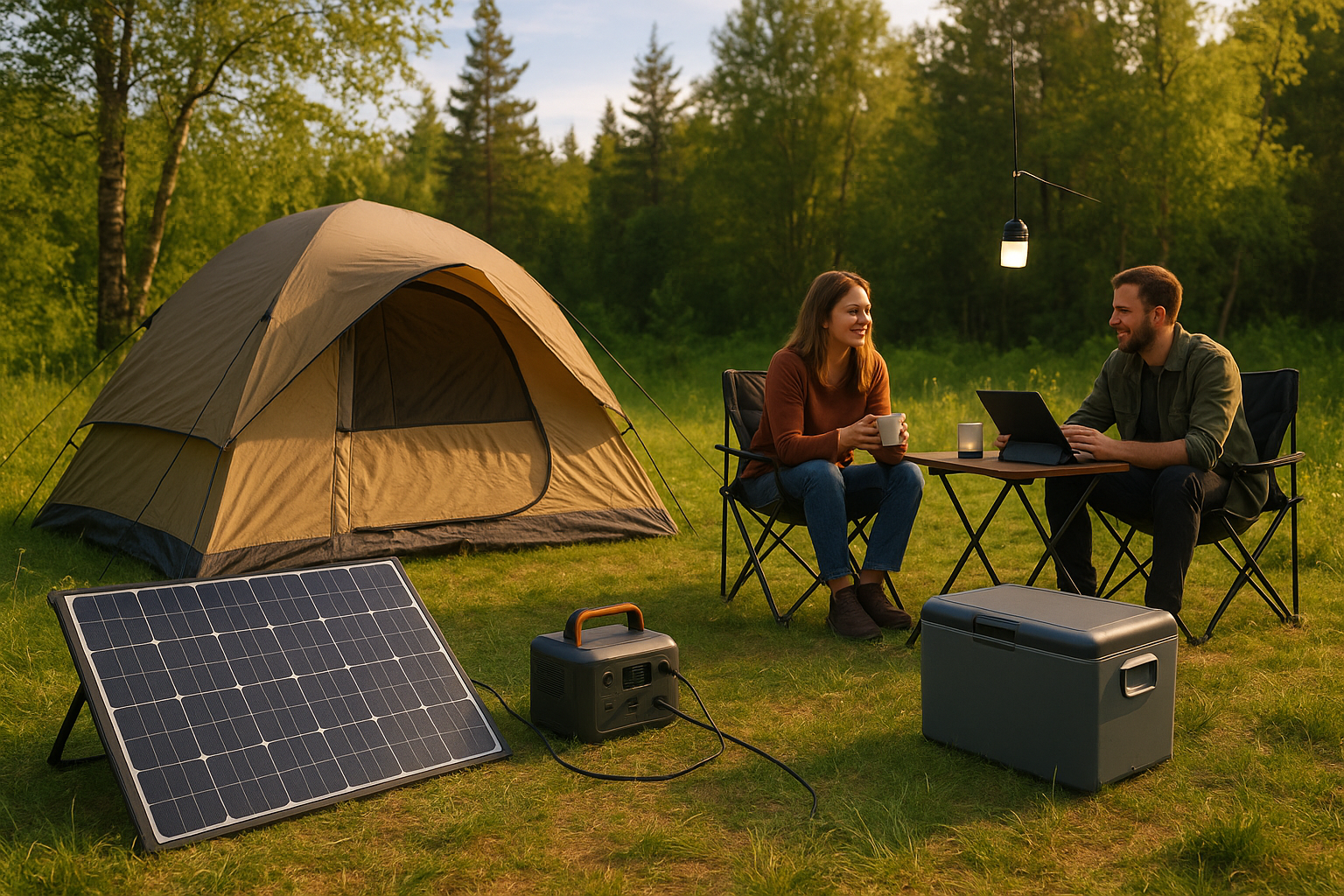Illustration af hvor meget strøm bruger man på camping