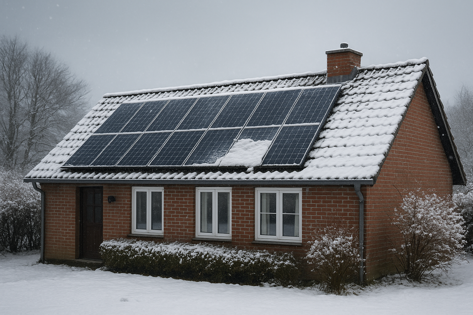 Illustration af hvor meget strøm laver solceller om vinteren