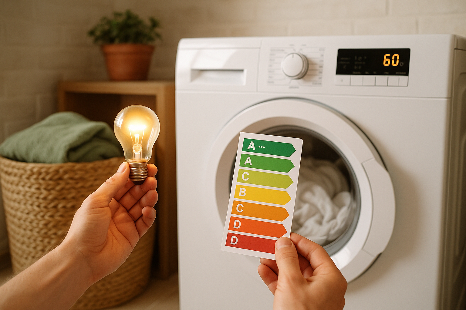 Illustration af hvor mye strøm bruker en vaskemaskin pr vask
