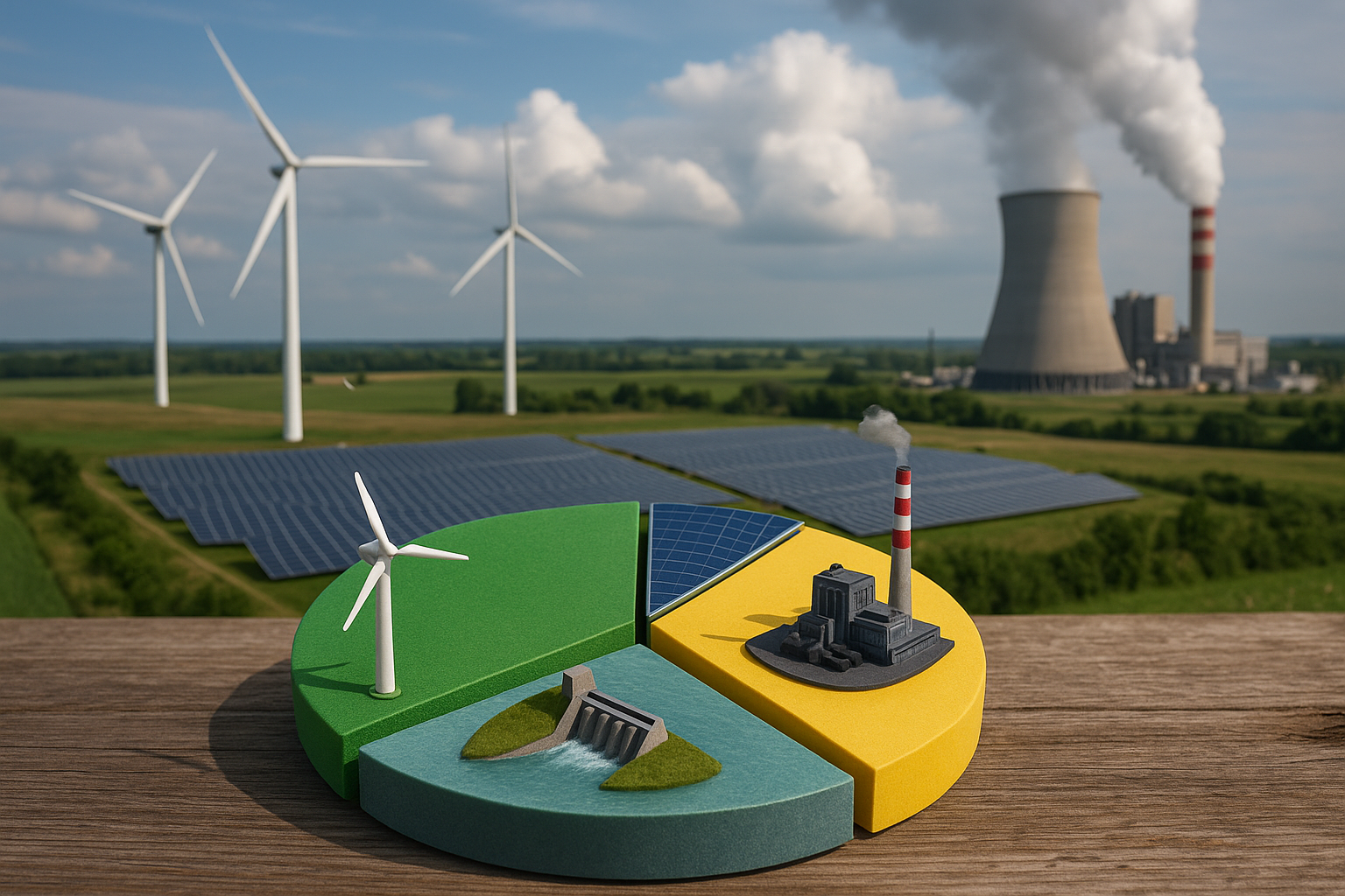 Illustration af hvordan er strøm produktionen fordelt