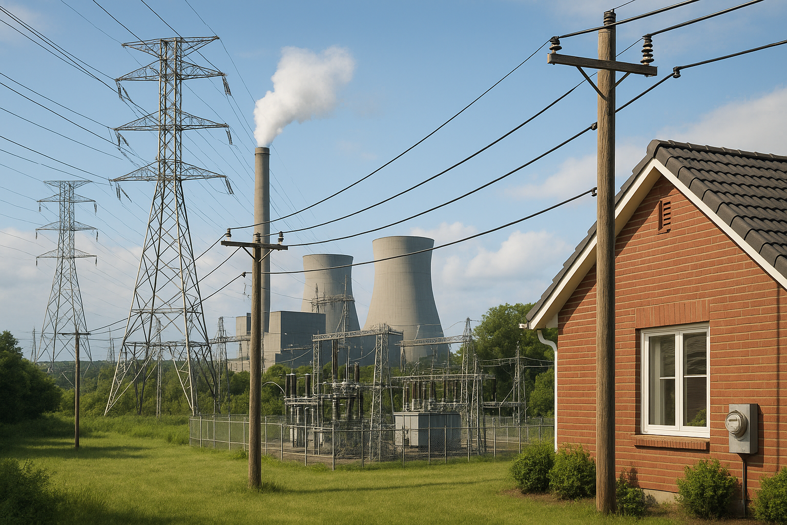 Illustration af hvordan kommer strøm til huset