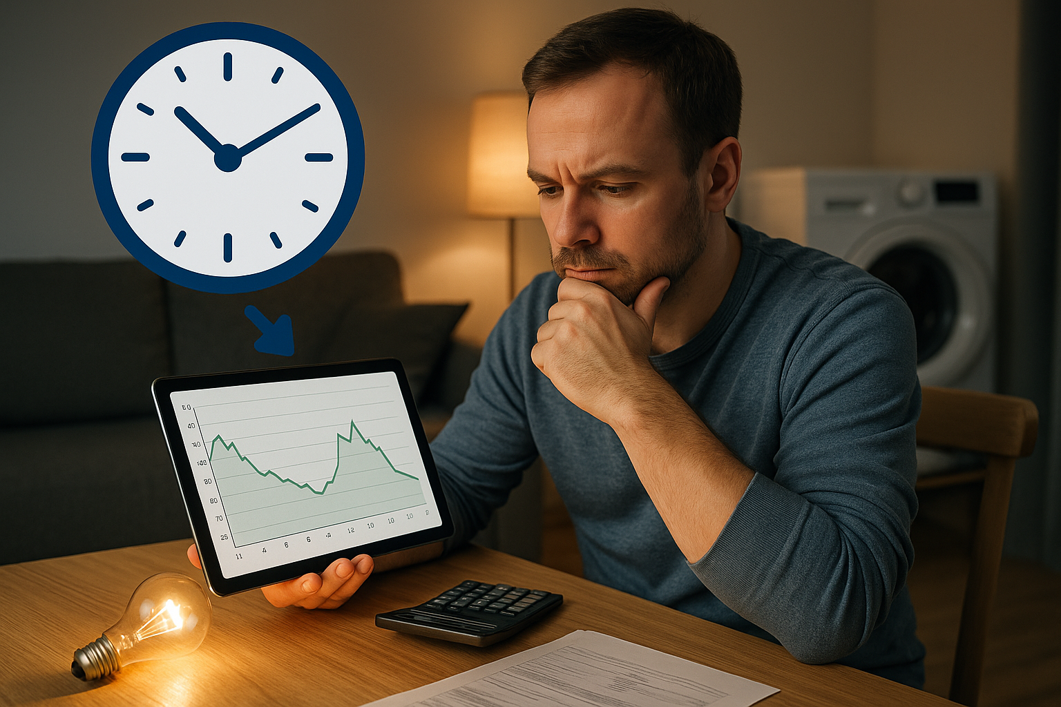 Illustration af på hvilket tidspunkt er strøm billigst