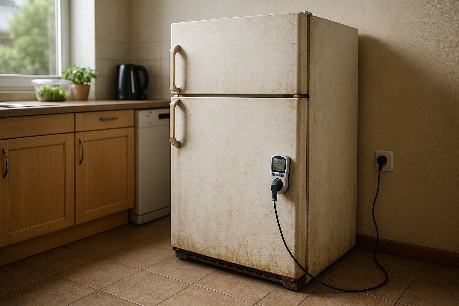 Illustration af hvor meget strøm bruger en gammel skabsfryser