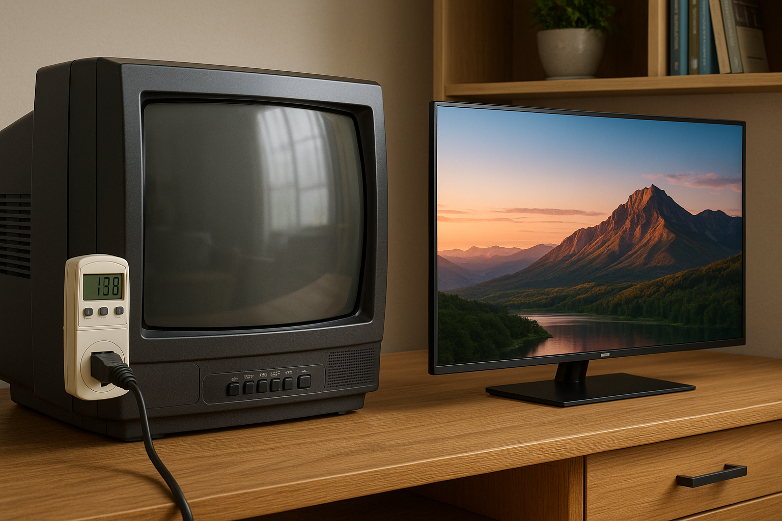 Illustration af hvor meget strøm bruger et gammelt tv