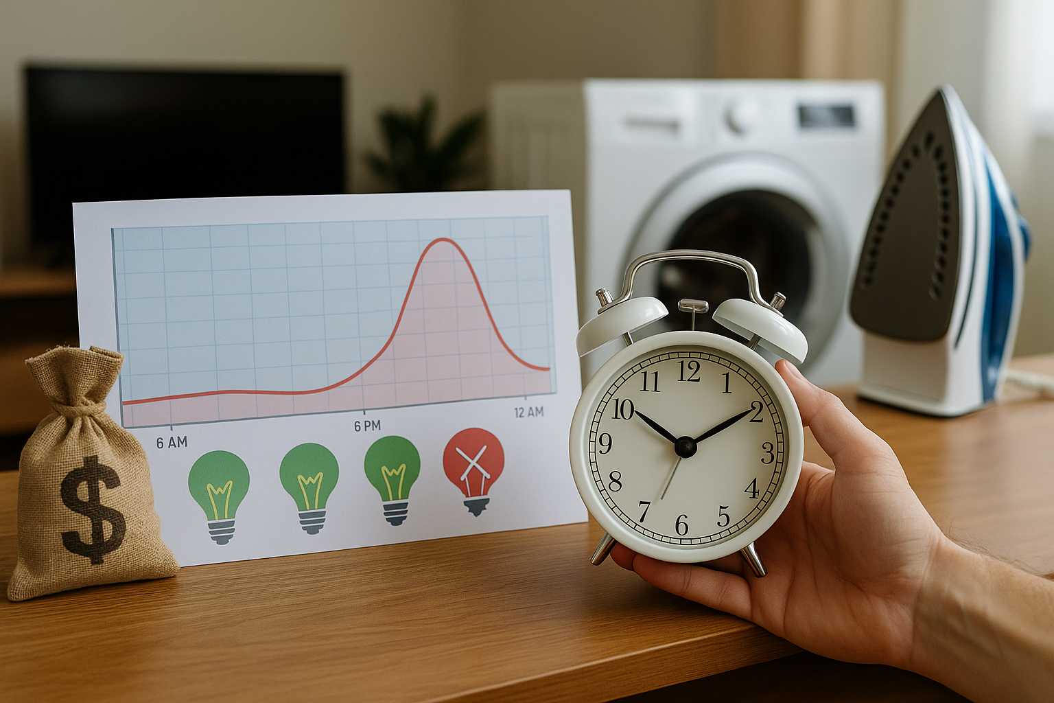 Illustration af hvornår er det billigt at bruge strøm